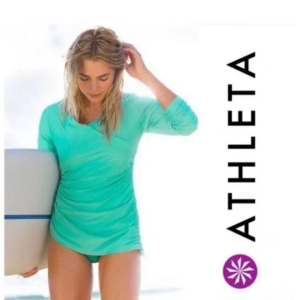 Athleta Purple Wit It Adjustable Cover Up Long Sleeve Top Swim Sz Large